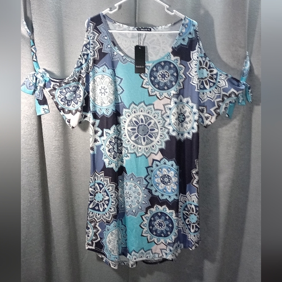 New Blue Floral Mandala Dress - Picture 1 of 4